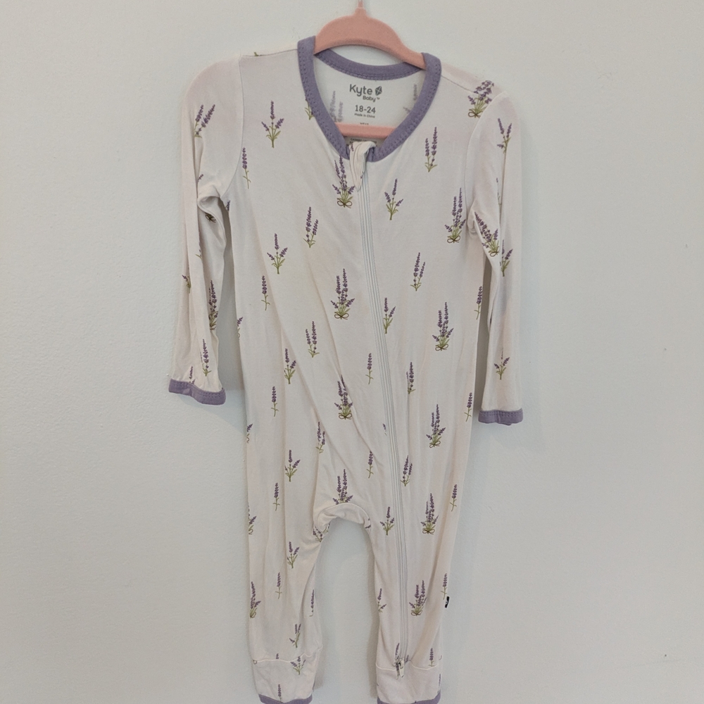 Kyte BABY Cream and Purple Kids One Piece